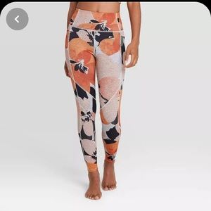 Women's Floral Print High-Waisted Brushed Jersey 7/8 Leggings - JoyLab